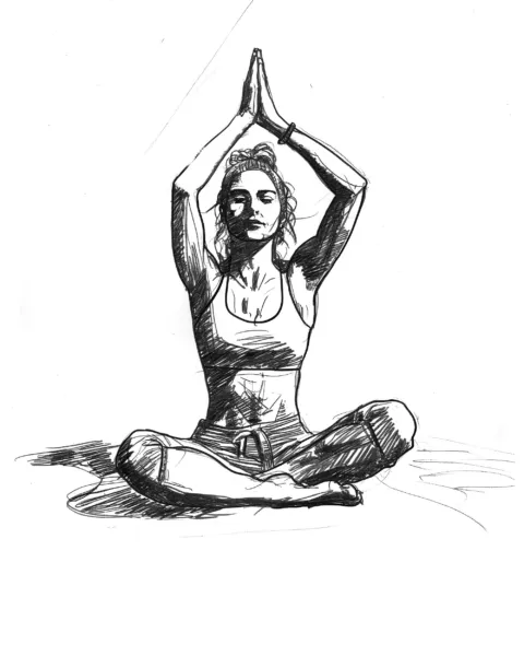 Bleistift Illustration Yoga